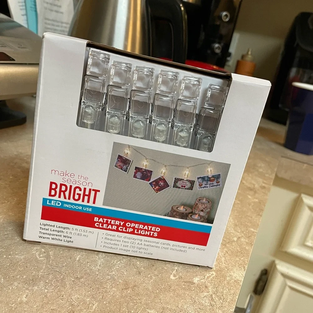 Battery Operated Clear Clip Lights Strand, NWT - Picture 2 of 5